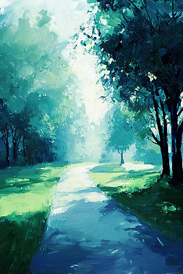 JPG 나무 편집이미지 공원 여유 풍경 잔디 사람없음 야외 초록색 고요 산책로 길가 유화 풍경화 편집실사 AI포토 AI콘텐츠 식물 공공시설 감정 길 컬러 미술 CG 그림 파일형식