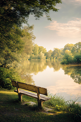 JPG 나무 편집이미지 공원 호수 벤치 하늘 휴식 풍경 초원 사람없음 초록색 평화 고요 일몰 산책 오후 차분 편집실사 AI포토 AI콘텐츠 식물 공공시설 컬러 컨셉 의자 노을 CG 파일형식