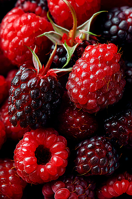 JPG 편집이미지 사람없음 빨간색 신선 산딸기 비타민 블랙베리 과일샐러드 편집실사 AI포토 AI콘텐츠 컬러 과일 샐러드 CG 영양소 파일형식