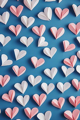 JPG 편집이미지 종이 사랑 이벤트 사람없음 파란색 하트 분위기 배열 편집실사 AI포토 AI콘텐츠 모양 감정 컬러 컨셉 CG 파일형식