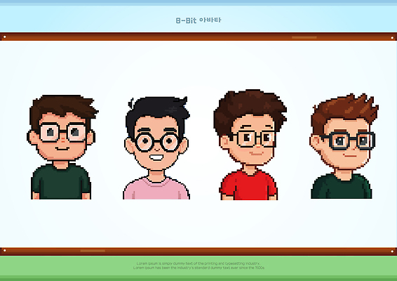 남자 일러스트 청소년 미소 여러명 상반신 비트맵 픽셀 아바타 안경낌 일러캐릭터 AI파일 캐릭터 안경 다수 표정 사람 파일형식 벡터