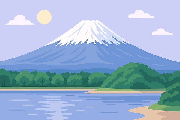 구름 호수 여행 일러스트 하늘 사람없음 평화 고요 숲 후지산 경관 국내일러스트 AI파일 자연요소 컨셉 산 풍경 일본 세계문화유산 파일형식 벡터