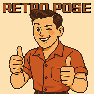 남자 일러스트 한명 상반신 갈색 복고 따봉 국내일러스트 AI파일 1 컬러 사람 최고 파일형식 벡터