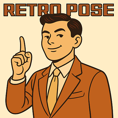 남자 일러스트 한명 정장 상반신 갈색 가리킴 자신감 복고 국내일러스트 AI파일 1 옷 감정 컬러 사람 손짓 파일형식 벡터