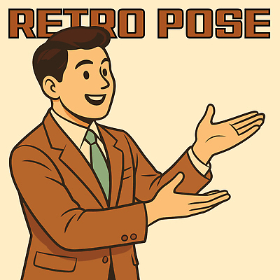 남자 행복 일러스트 한명 정장 상반신 갈색 가리킴 복고 소통 의사소통 국내일러스트 AI파일 1 옷 감정 컬러 컨셉 사람 손짓 파일형식 벡터