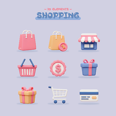 PSD 아이콘 스티커 사람없음 선물상자 3D아이콘 쇼핑백 3D 세일 달러 상점 쇼핑카 신용카드 장바구니 오브젝트 엘리먼트 편집3D 돈 가방 선물 금융 쇼핑 상자 바구니 카트 디지털합성 파일형식