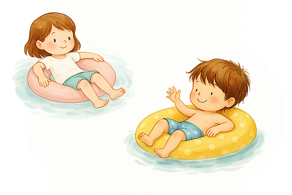 전신 PSD 여자 남자 행복 어린이 일러스트 물놀이 여름방학 미소 두명 물 여름 친구 즐거움 손인사 튜브 국내일러스트 자연요소 계절 감정 관계 놀이 방학 표정 사람 인사 파일형식 여름_계절