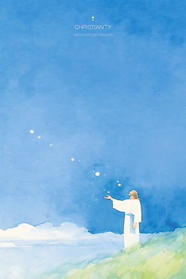 PSD 남자 기독교 일러스트 자연 수채화 한명 파란색 평화 예수 국내일러스트 1 종교 컬러 컨셉 사람 신_종교 생태계 파일형식