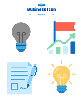 아이콘 비즈니스 전구 성공 그래프 아이디어 사람없음 펜 깃발 계획 오브젝트 문서 상승 전략 서명 2D아이콘 AI파일 컨셉 필기구 파일형식 벡터