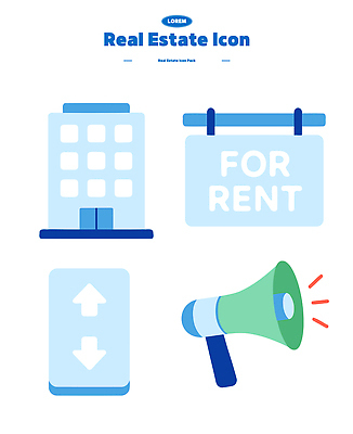 아이콘 버튼 부동산 사람없음 건물 확성기 표지판 엘리베이터 알림 마케팅 2D아이콘 AI파일 건축물 알림판 재산 파일형식 벡터