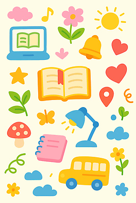 구름 꽃 별 나비 음표 일러스트 사람없음 책 노트북 태양 공책 버섯 종 하트 스탠드 스쿨버스 오브젝트 GPS 국내일러스트 AI파일 자연요소 모양 식물 기호 음악 곤충 문구용품 조명 버스 전자제품 파일형식 벡터
