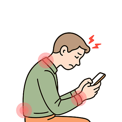 남자 일러스트 스트레스 건강 피곤 한명 들기 앉기 일상 스마트폰 고통 비즈니스맨 손목 허리 목 목디스크 허리디스크 손목터널증후군 손목통증 불편함 거북목증후군 국내일러스트 AI파일 1 감정 컨셉 비즈니스 모션 사람 라이프 신체부위 핸드폰 스마트기기 디스크_질병 직장인 감각 질병 파일형식 벡터