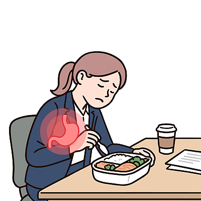 여자 의자 일러스트 탁자 스트레스 건강 한명 들기 앉기 사무실 숟가락 비즈니스우먼 도시락 위 점심 점심식사 소화불량 불편함 국내일러스트 AI파일 1 음식 가구 비즈니스 모션 수저 사람 식사 직장인 감각 방향 파일형식 벡터