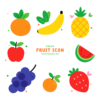 아이콘 딸기 포도 귤 바나나 감 사람없음 사과 파인애플 수박조각 엘리먼트 2D아이콘 AI파일 조각 과일 수박 열대과일 파일형식 벡터