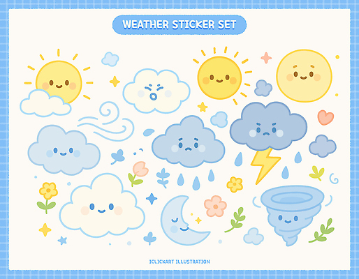 구름 꽃 일러스트 사람없음 파란색 태양 보름달 비 초승달 번개 오브젝트 비구름 태풍 토네이도 화창 국내일러스트 AI파일 자연요소 식물 컬러 자연현상 날씨 달 자연재해 먹구름 파일형식 벡터 구름_자연