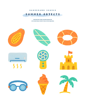 PSD 섬 일러스트 사람없음 여름 야자수 서핑보드 에어컨 물안경 오브젝트 모래성 튜브 콘아이스크림 엘리먼트 파파야 손풍기 국내일러스트 나무 계절 모래 아이스크림 가전제품 보드_스포츠 선풍기 휴대용 열대과일 수영용품 파일형식