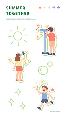 전신 여자 남자 행복 어린이 일러스트 불꽃놀이 세명 여름휴가 스마트폰 달리기 사진촬영 망원경 관찰 즐거움 국내일러스트 AI파일 감정 모션 놀이 휴가 사람 핸드폰 스마트기기 촬영 파일형식 벡터 여름_계절