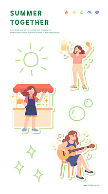 여자 행복 연주 일러스트 노래 들기 세명 여름휴가 상점 기쁨 기타 즐거움 맥주잔 음악축제 치맥 국내일러스트 AI파일 감정 음악 술잔 모션 현악기 휴가 맥주 사람 축제 치킨 파일형식 벡터 여름_계절