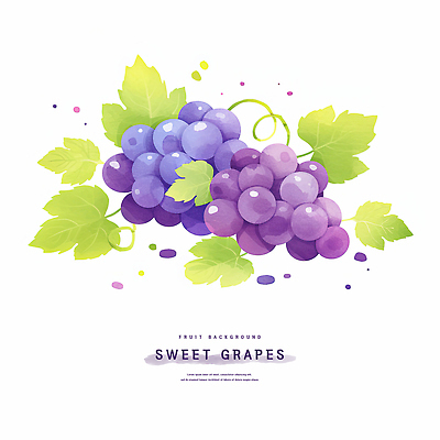 PSD 잎 일러스트 포도 수채화 사람없음 보라색 국내일러스트 식물 컬러 과일 파일형식