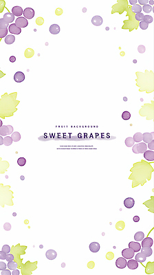 PSD 잎 일러스트 포도 수채화 프레임 사람없음 보라색 카피스페이스 국내일러스트 식물 컬러 과일 공백 파일형식