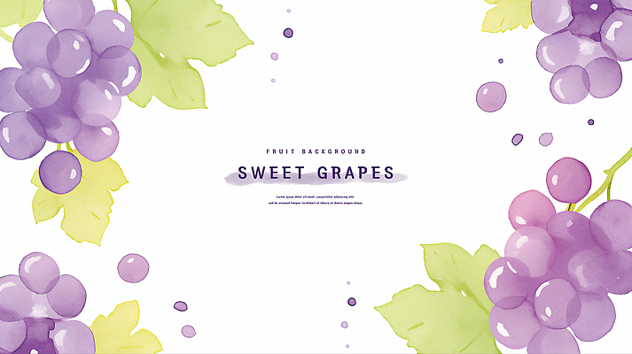 PSD 잎 일러스트 포도 수채화 프레임 사람없음 보라색 카피스페이스 국내일러스트 식물 컬러 과일 공백 파일형식