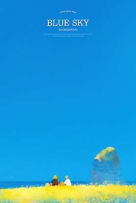 PSD 남자 여유 바다 섬 꽃밭 일러스트 자연 하늘 휴식 수채화 풍경 두명 파란색 친구 국내일러스트 꽃 감정 컬러 컨셉 관계 사람 생태계 파일형식