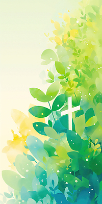 JPG 기독교 십자가 잎 일러스트 자연 사람없음 초록색 평화 천주교 국내일러스트 AI일러스트 AI콘텐츠 식물 종교 컬러 컨셉 생태계 파일형식