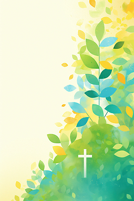 JPG 기독교 십자가 잎 일러스트 자연 사람없음 평화 천주교 국내일러스트 AI일러스트 AI콘텐츠 식물 종교 컨셉 생태계 파일형식