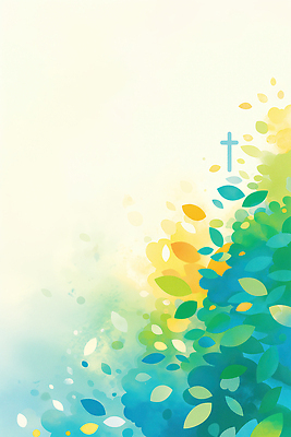 JPG 기독교 십자가 잎 일러스트 자연 사람없음 초록색 평화 천주교 국내일러스트 AI일러스트 AI콘텐츠 식물 종교 컬러 컨셉 생태계 파일형식