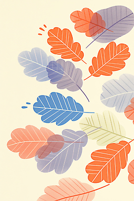 JPG 백그라운드 일러스트 나뭇잎 사람없음 심플 겹침 보테니컬아트 국내일러스트 AI일러스트 AI콘텐츠 잎 파일형식