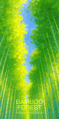 PSD 일러스트 자연 하늘 사람없음 초록색 햇빛 대나무숲 국내일러스트 컬러 태양 숲 대나무 생태계 파일형식