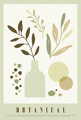 디자인 포스터 잎 일러스트 사람없음 꽃병 보테니컬아트 국내일러스트 AI파일 식물 꽃 파일형식 벡터