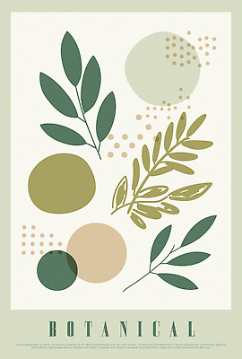 디자인 포스터 잎 일러스트 사람없음 원형 모던 보테니컬아트 국내일러스트 AI파일 도형 식물 파일형식 벡터