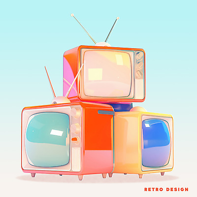 PSD 디자인 일러스트 사람없음 쌓기 텔레비전 빈티지 모던 복고 국내일러스트 컨셉 모션 전자제품 파일형식