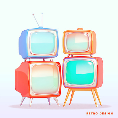 PSD 디자인 일러스트 사람없음 쌓기 텔레비전 빈티지 복고 국내일러스트 컨셉 모션 전자제품 파일형식