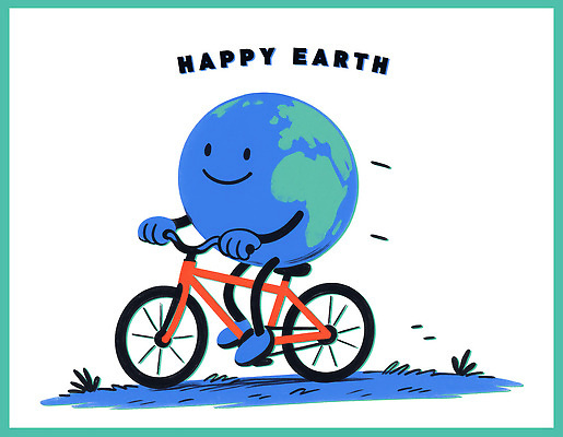 PSD 행복 일러스트 자연 미소 웃음 사람없음 초록색 귀여움 환경 자전거 보호 낙서 그림 국내일러스트 일러캐릭터 지구캐릭터 캐릭터 감정 지구 컬러 컨셉 표정 바이크 생태계 파일형식