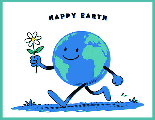 PSD 꽃 행복 일러스트 자연 미소 웃음 들기 사람없음 걷기 귀여움 환경 낙서 그림 국내일러스트 일러캐릭터 지구캐릭터 식물 캐릭터 감정 지구 컨셉 모션 표정 생태계 파일형식