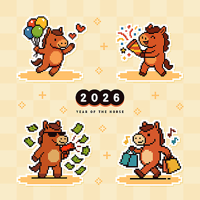 지폐 음표 일러스트 폭죽 미소 들기 사람없음 쇼핑 선글라스 쇼핑백 걷기 귀여움 하트 비행 잡기 풍선 베이지색 픽셀 플렉스 머니건 일러캐릭터 병오년 붉은말 붉은말캐릭터 AI파일 모양 캐릭터 기호 안경 음악 컬러 컨셉 돈 가방 모션 표정 총 말_동물 말캐릭터 신조어 파일형식 벡터 2026년