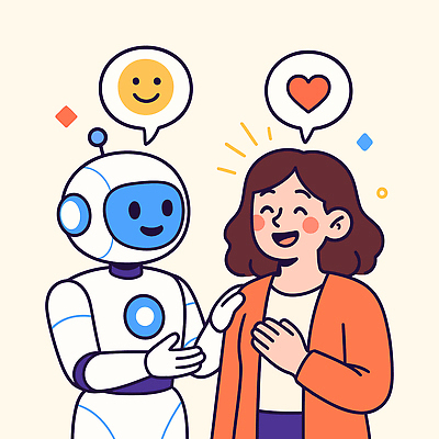 여자 말풍선 일러스트 한명 미소 상반신 반짝임 손들기 하트 상담원 로봇 상담 어깨에손 AI_인공지능 국내일러스트 AI파일 모양 1 모션 표정 사람 사무원 파일형식 벡터