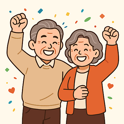 여자 노년 남자 행복 일러스트 가족 함께함 사랑 웃음 두명 노부부 기쁨 즐거움 국내일러스트 AI파일 부부 감정 컨셉 관계 표정 사람 성인 파일형식 벡터