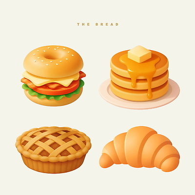 PSD 접시 일러스트 디저트 사람없음 세트 햄버거 크루아상 팬케이크 애플파이 엘리먼트 국내일러스트 식기 음식 빵 패스트푸드 케이크 파이_빵 파일형식