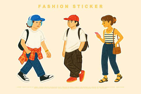 전신 PSD 여자 남자 운동화 스티커 티셔츠 일러스트 슬리퍼 세명 민소매 노란색 유행 헤드폰 헤드셋 반팔티셔츠 청바지 주머니손 개성 백팩 코디 엘리먼트 체크셔츠 캡모자 국내일러스트 모자_잡화 패션 컬러 음향기기 신발 셔츠 상의 가방 바지 모션 사람 파일형식