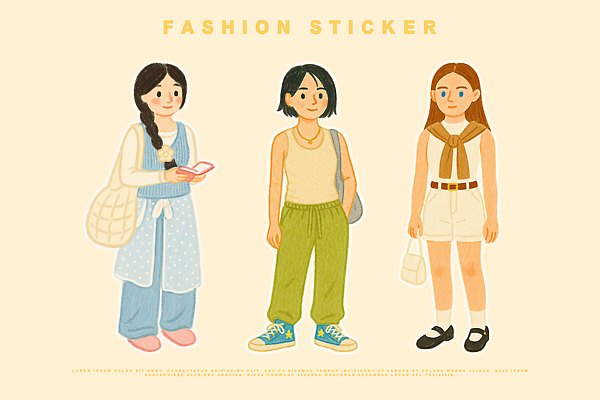전신 PSD 여자 운동화 스티커 일러스트 목걸이 들기 책 세명 민소매 노란색 유행 핸드백 벨트 크로스백 개성 핫팬츠 코디 단화 꽈배기 엘리먼트 츄리닝바지 국내일러스트 잡화 패션 컬러 신발 상의 가방 장신구 바지 모션 사람 여성화 파일형식