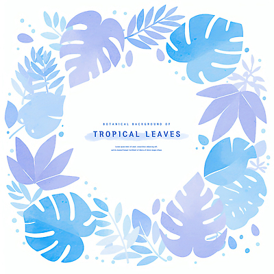 PSD 잎 일러스트 수채화 프레임 사람없음 여름 파란색 카피스페이스 보테니컬아트 국내일러스트 식물 계절 컬러 공백 파일형식