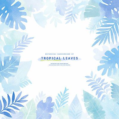 PSD 잎 일러스트 수채화 프레임 사람없음 파란색 카피스페이스 보테니컬아트 국내일러스트 식물 컬러 공백 파일형식