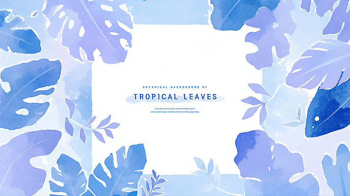 PSD 잎 일러스트 수채화 프레임 사람없음 파란색 연보라색 카피스페이스 보테니컬아트 국내일러스트 식물 컬러 보라색 공백 파일형식
