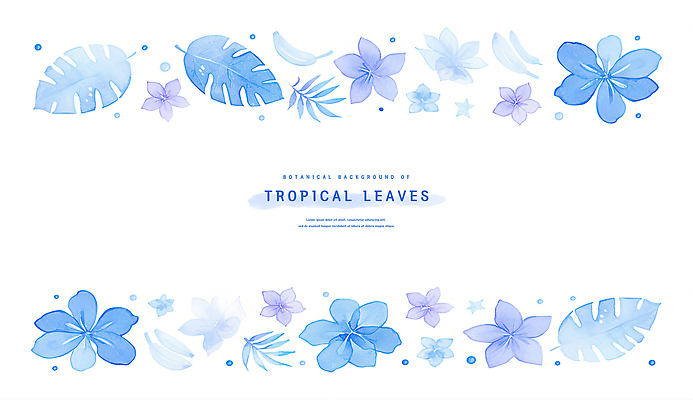 PSD 꽃 잎 일러스트 수채화 프레임 사람없음 파란색 보라색 카피스페이스 보테니컬아트 국내일러스트 식물 컬러 공백 파일형식