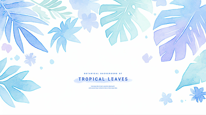 PSD 잎 일러스트 수채화 프레임 사람없음 파란색 카피스페이스 보테니컬아트 국내일러스트 식물 컬러 공백 파일형식