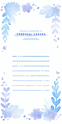 PSD 꽃 잎 일러스트 수채화 프레임 사람없음 파란색 편지지 카피스페이스 보테니컬아트 국내일러스트 식물 컬러 공백 편지 파일형식