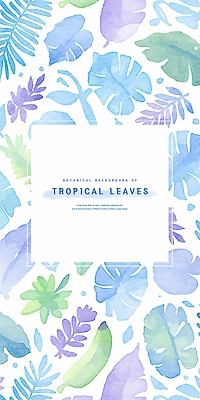 PSD 잎 패턴 일러스트 수채화 프레임 사람없음 파란색 보라색 카피스페이스 보테니컬아트 국내일러스트 식물 컬러 무늬 공백 파일형식